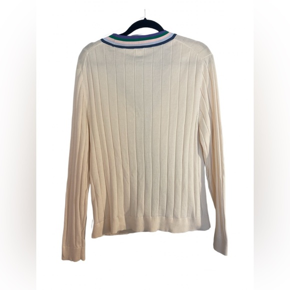 KULE The Binx Cream Striped Cotton Cardigan Size M - Picture 4 of 9